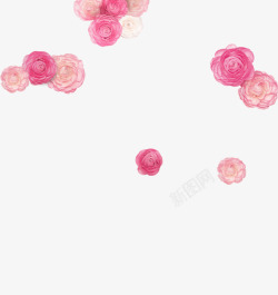 粉红色小花飘浮插画素材