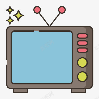 电视监视器80年代怀旧1线性颜色图标