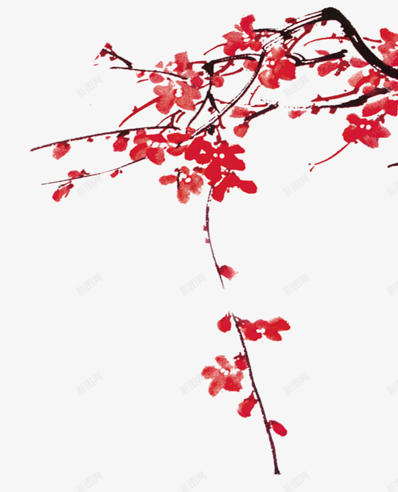 写意红梅水墨中国古风动植物壁纸动植物壁纸png免抠素材_88icon https://88icon.com 壁纸 动植物 写意 红梅 水墨 中国 古风