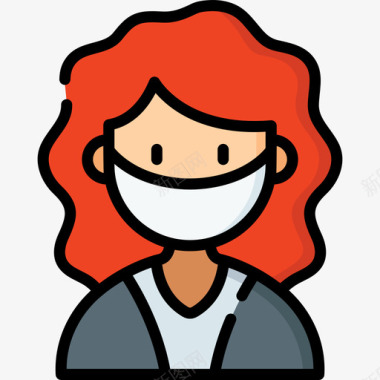 外科医生的女女人头像戴着医用面具7线性颜色图标