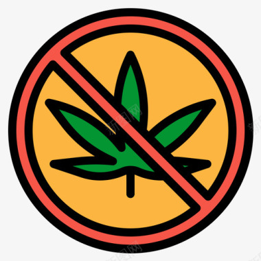 禁止鸣笛标志禁止大麻10线性颜色图标