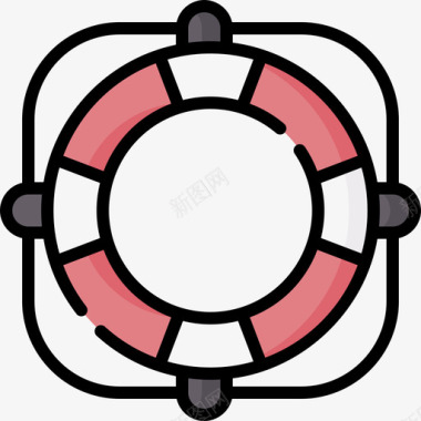 泳池矢量图救生圈游泳池38线性颜色图标