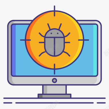 计算机信息调试计算机编程图标1线颜色图标