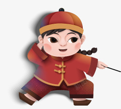 男童农历新年传统年画迎新免扣免扣复古传统中国风日式素材