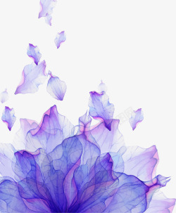 紫色水墨画古风花唯美梦幻装饰杂七杂八素材