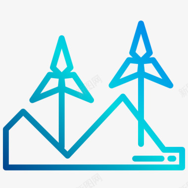 矢量风力发电机风力发电机绿色能源2线性梯度图标
