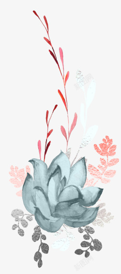 唯美红色珊瑚花卉婚礼请柬装饰模板图案手账4唯美红色素材