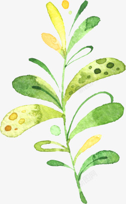 手绘水彩可爱卡通儿童热带动物水果树叶图案7手绘水彩素材