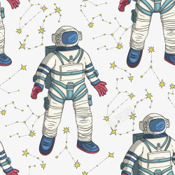 手绘卡通宇航员太空宇宙AI矢量印刷图案32手绘卡通素材