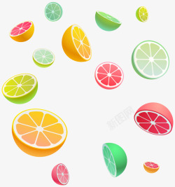 漂浮小物件几何图形漂浮水果橙子橘子柠檬五颜六色冒险素材