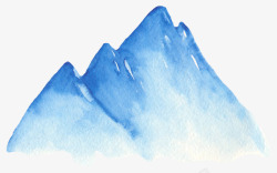 蓝色水彩冬季植物动物剪贴画装饰免扣图案19蓝色水彩素材