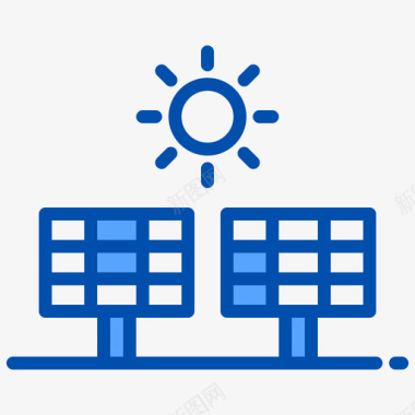 绿色PNG太阳能电池绿色能源蓝色图标
