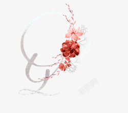 唯美红色珊瑚花卉婚礼请柬装饰模板图案手账54唯美红素材