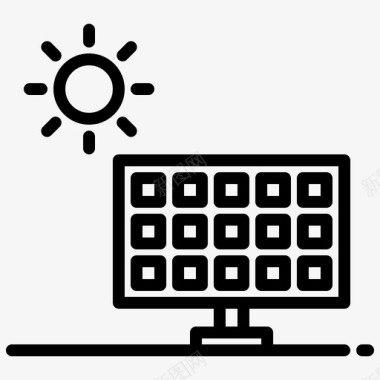 太阳能电池绿色能源3线性图标