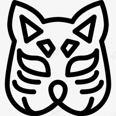 日本鬼面具狐狸面具旅游日语图标