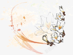 中国古风水墨花手绘水彩植物花卉装饰透明ps87中国素材