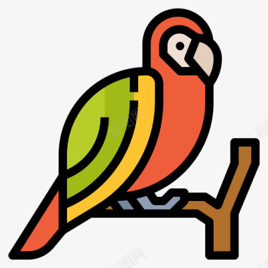 动物鹦鹉动物园30线性颜色图标
