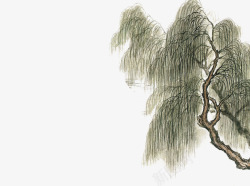 中国古风水墨柳树柳枝透明后期美化装饰设计2中国古风素材
