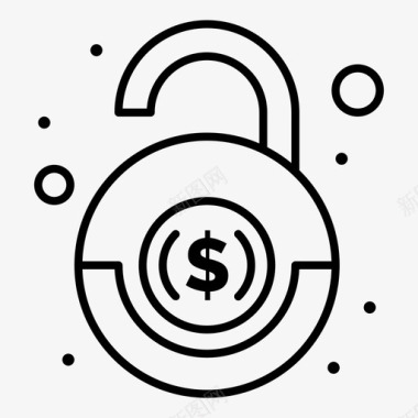 安全黑线框银行金融抢劫图标