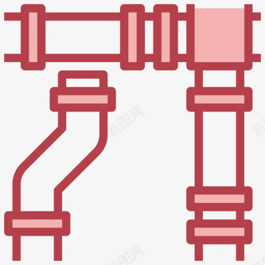 管道建筑和施工9红色图标