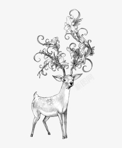 水彩手绘梦幻麋鹿小鹿免扣透明85水彩手绘梦幻麋鹿小素材