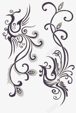 手绘水彩凤凰水墨火焰中国风透明图案122手绘水彩凤素材