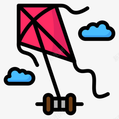 线性手绘风筝娱乐81线性颜色图标