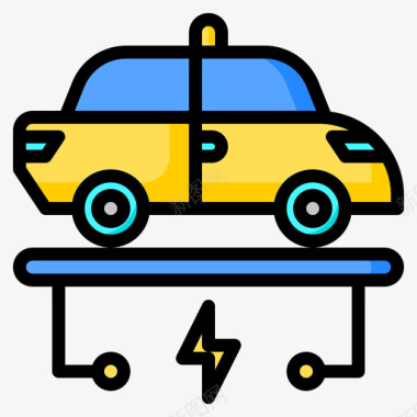 汽车出租车电动汽车6线性颜色图标