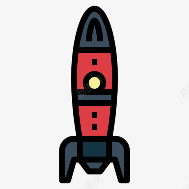火箭火箭飞机11线性颜色图标