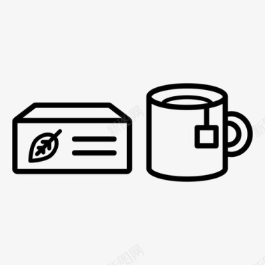 败火茶叶茶盒和热茶煮咖啡热茶图标