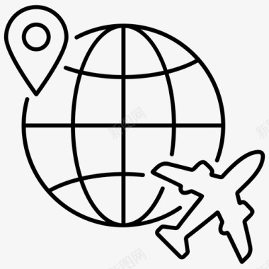 国际旅游世界地图世界旅游图标