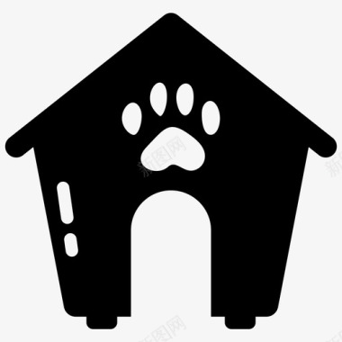 宠物之家狗舍家庭和生活字形向量图标集图标