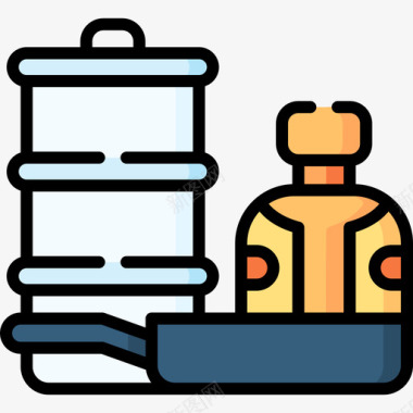 夏令营总动员露营夏令营27线性颜色图标
