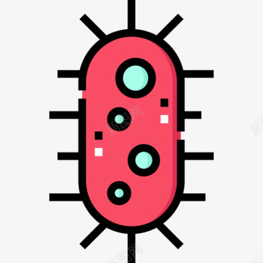 立体细菌细菌病毒传播16线状颜色图标