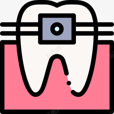 眼睛标志牙套牙科护理43线性颜色图标
