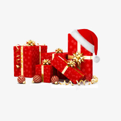 礼盒红色金色礼盒圣诞节小贴纸各种装饰素材