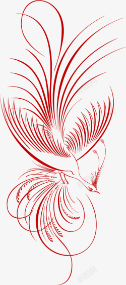 手绘水彩凤凰水墨火焰中国风透明图案162手绘水彩凤素材