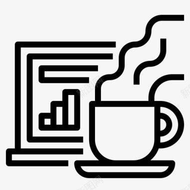 笔记本电脑商务咖啡图标
