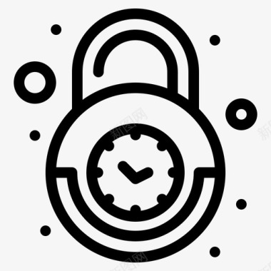 安全黑线框闹钟时钟安全图标