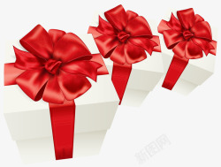 00392几个白色的圣诞礼物盒子包装着红色的丝带透素材