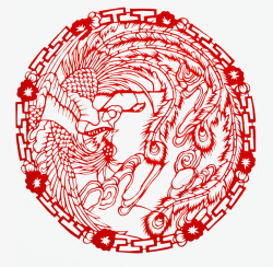 手绘水彩凤凰水墨火焰中国风透明图案206手绘水彩凤素材