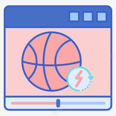公共信息标志重播篮球59线性颜色图标