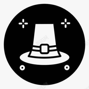 黑色帽子感恩节帽子魔法帽图标