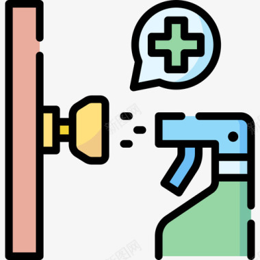 矢量消毒棉签消毒防护措施2线颜色图标