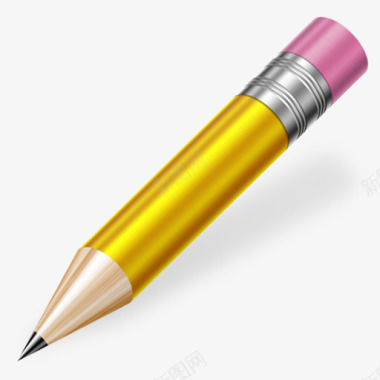 3D黄色铅笔图标七桂子书本文具图标
