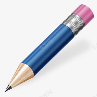 3D蓝色铅笔图标T图标图标