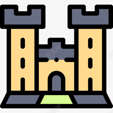 温莎城堡英格兰30线性颜色图标