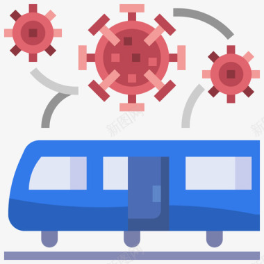 病毒火车冠状病毒和经济舱1号平的图标