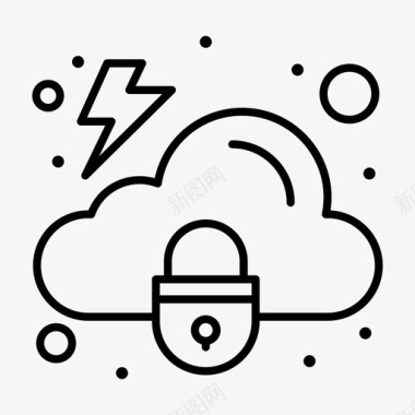 安全黑线框云锁保护图标