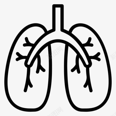 肺部肺部74号医院直线图标